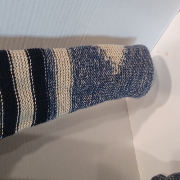 Lauren Ralph Lauren LRL Linen Cotton Blend Cardigan Belted Blue Striped Sweater - Picture 8 of 13